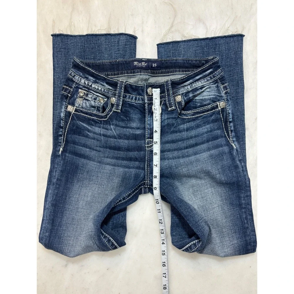 Miss Me Jeans Womens Bootcut Embellished Pocket Blue Denim‎ Size 26 - Picture 12 of 14